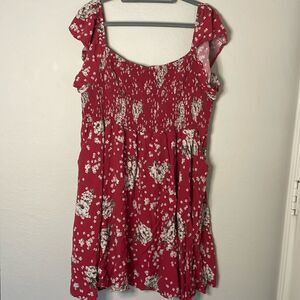 Torrid Off shoulder floral dress boho with pockets size 4 red